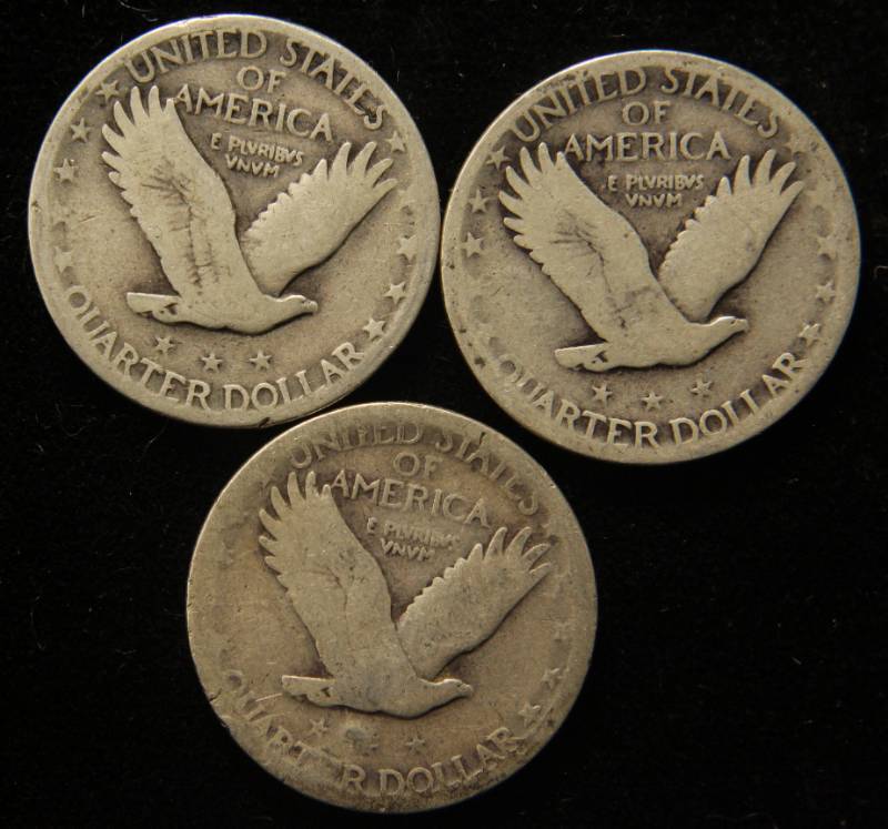 3 STANDING LIBERTY QUARTERS 1925 1926 1930