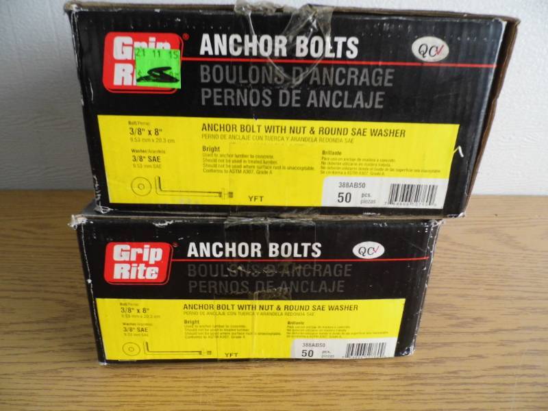 lot 35 image: Lot of 2 Boxes Grip Rite Anchor Bolts