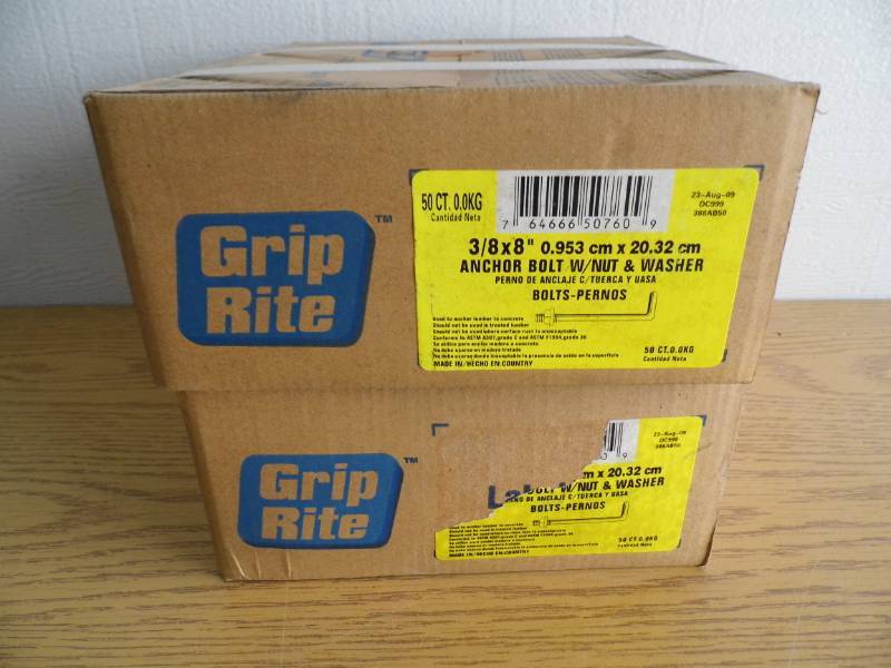 lot 37 image: Lot of 2 Boxes Grip Rite Anchor Bolts