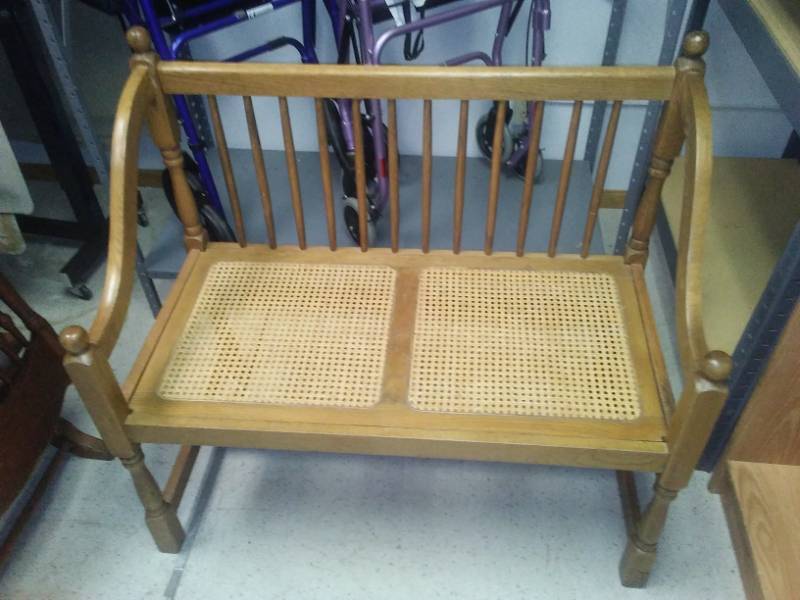 lot 6 image: 2 Seat Cain Bottom Hall Bench