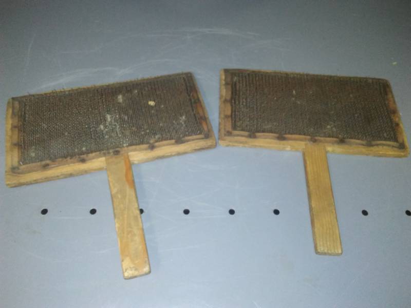 lot 96 image: Two antique wool carders,
