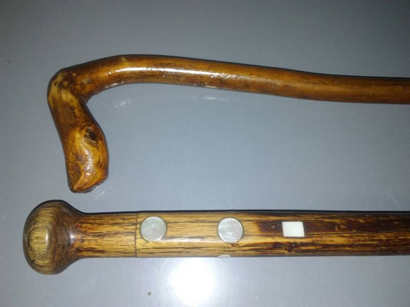 lot 130 image: two vintage walking sticks cane