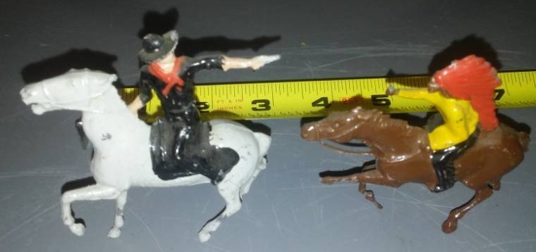 lot 151 image: American Cowboy and Indian pear, painted metal, rare.