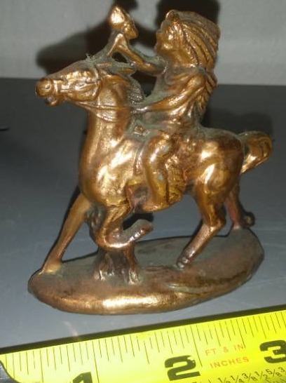 lot 152 image: Solid copper chief on horse, vintage.