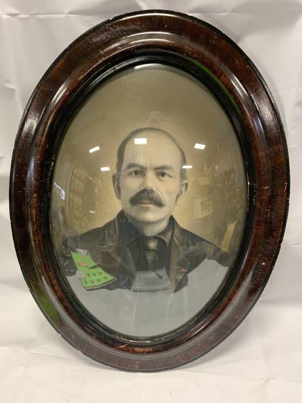 lot 14 image: Antique Framed Curved Glass Photo from 1800s
