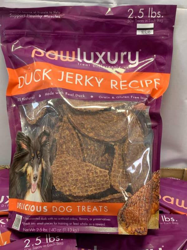 lot 34 image: 2.5 Pounds Duck Jerky Dog Treats $24.95 at Costco