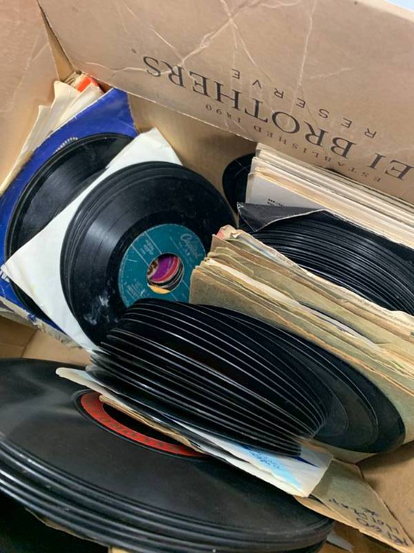 lot 53 image: Huge Lot of 45 Record Albums