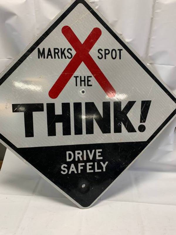 lot 59 image: Vintage Metal Sign 24 Wide (Drunk Driving Warning Sign)