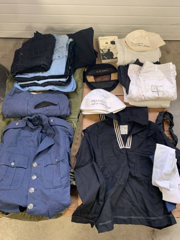 lot 87 image: Large Collection of US Navy Clothing, Bag, Book