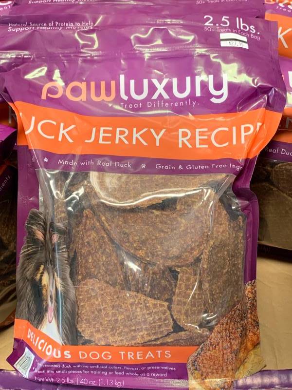 lot 103 image: Duck Jerky Dog Treats 2.5 Pounds  $24.95 at Costco