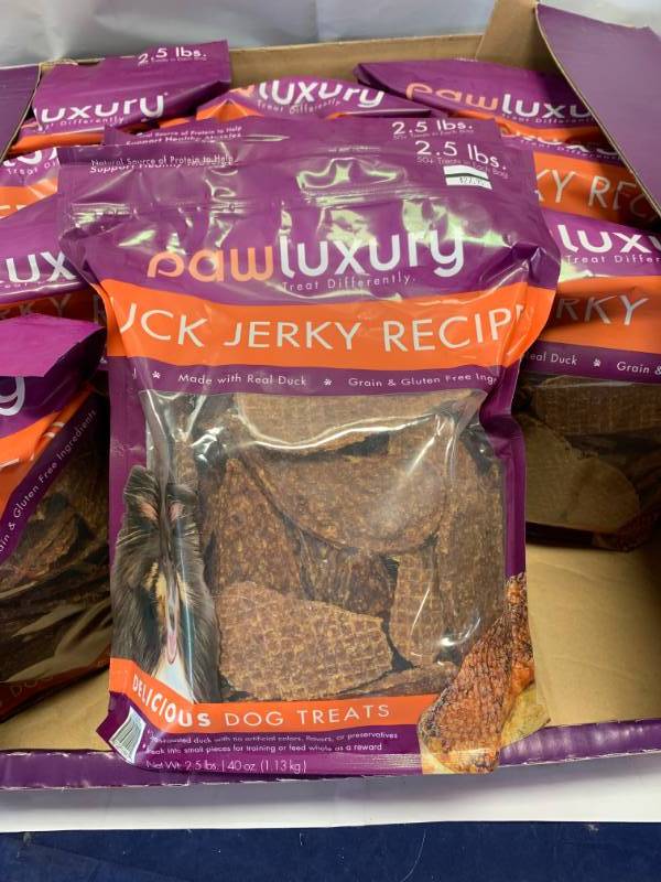 lot 104 image: Duck Jerky Dog Treats 2.5 Pounds  $24.95 at Costco