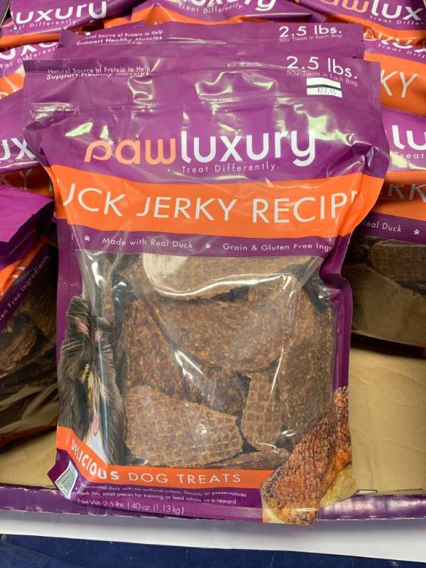 lot 106 image: Duck Jerky Dog Treats 2.5 Pounds  $24.95 at Costco