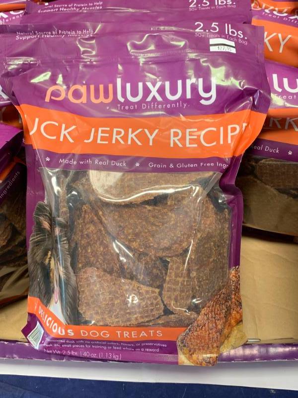 lot 107 image: Duck Jerky Dog Treats 2.5 Pounds  $24.95 at Costco