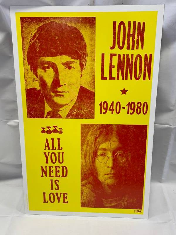 lot 113 image: John Lennon Poster on Heavy Stock 14 x 22