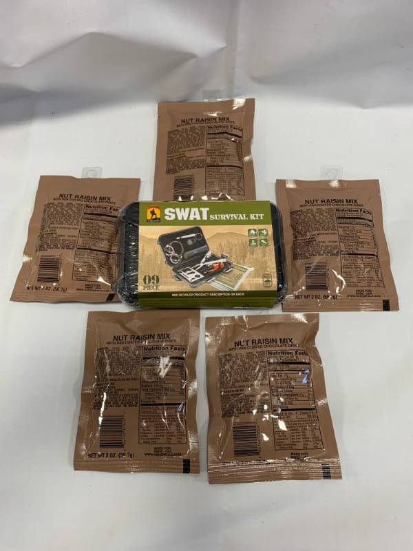 lot 123 image: Swat Survival Kit Plus 5 Packs on MRE Snack Mix