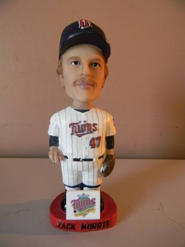 lot 11 image: Jack Morris Minnesota Twins 1991 World Series  HOF Bobblehead - Gameday Season Ticket Giveaway - Red Base - NEW IN BOX - SEE PICTURES