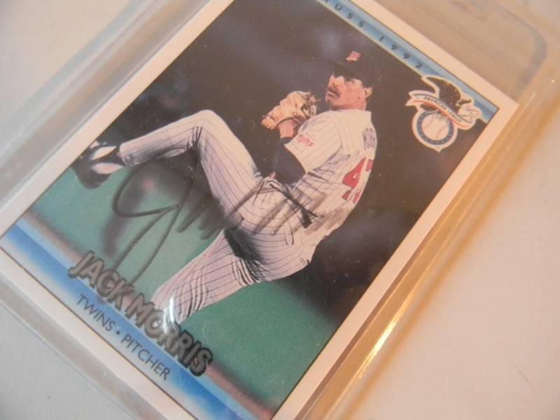 lot 12 image: Jack Morris Minnesota Twins 1991 World Series  HOF AUTOGRAPHED BASEBALL CARD - AWESOME PIECE - SEE PICTURES
