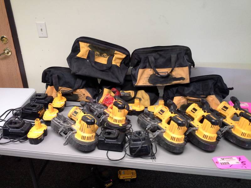 lot 742 image: Lot of (5) DeWalt DCS370 18V Cordless Band Saw with Battery, Charger, Case