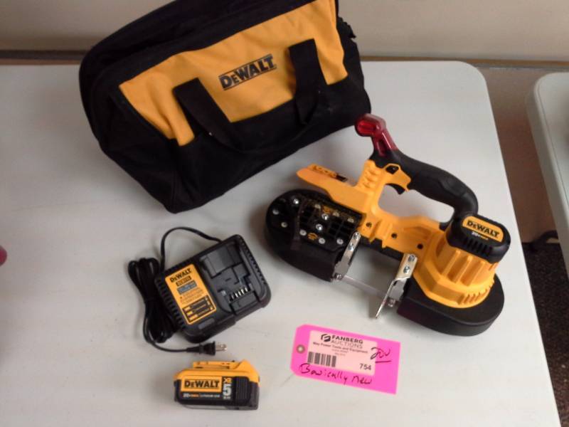 lot 754 image: DeWalt DCS371 20V Cordless Band Saw with Battery, Charger, Case