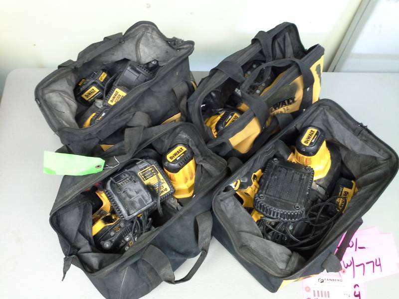 lot 774 image: Lot of (5) DeWalt DCS371 20V Cordless Band Saw with Battery, Charger, Case