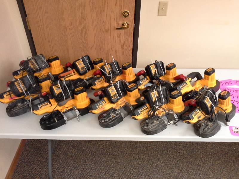 lot 775 image: Lot of (10) DeWalt DCS371 20V Cordless Band Saw with Battery, Charger