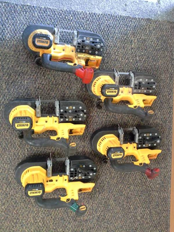 lot 779 image: Lot of (5) DeWalt DCS371 20V Cordless Band Saw with Battery