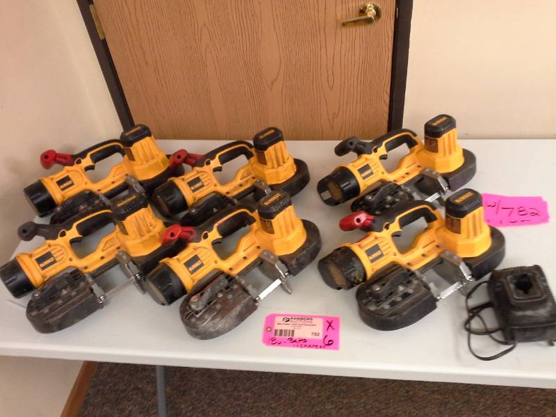 lot 782 image: Lot of (6) DeWalt DCS370 18V Cordless Band Saw with Battery, One-Charger