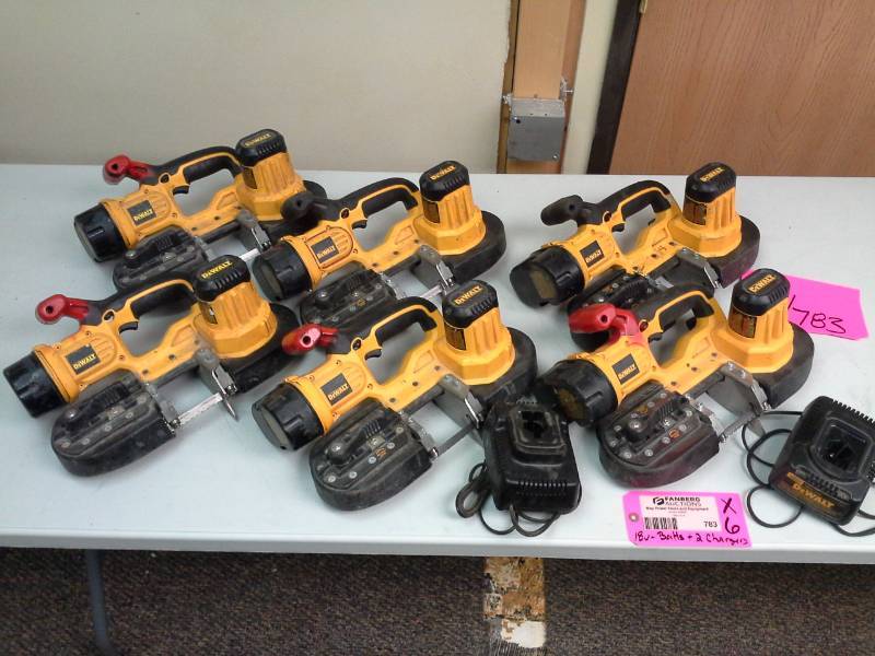 lot 783 image: Lot of (6) DeWalt DCS370 18V Cordless Band Saw with Battery, Two-Charger
