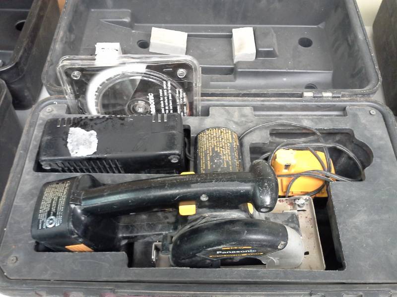 lot 790 image: Panasonic 15.6VDC Cordless 5-34in. Metal Cutter EY3530, Battery, Charger, Case