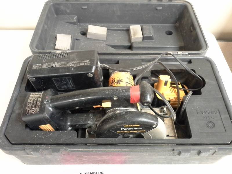lot 811 image: Panasonic 15.6VDC Cordless 5-34in. Metal Cutter EY3530, Battery, Charger, Case