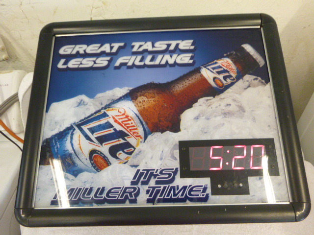 lot 12 image: Its Miller Time Clock Sign