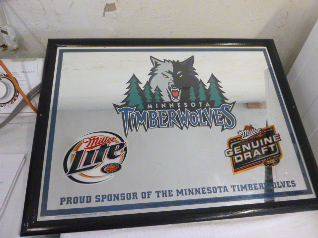 lot 14 image: Minnesota Timberwolves Miller LiteMiller Genuine Draft Framed Sign