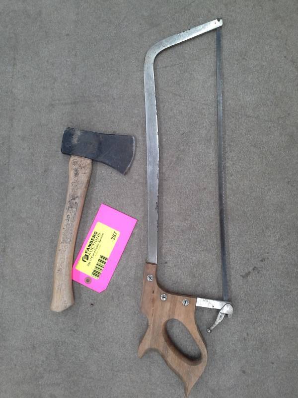 lot 387 image: Hatchet, Hacksaw