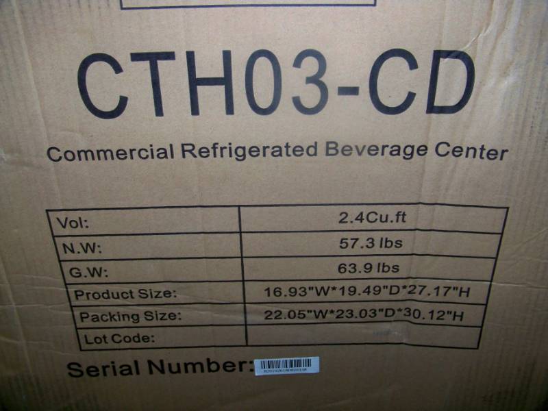 lot 8 image: Glaros, CTH03-CD, 2.4 cu.ft., Refrigerated Beverage Center (Refrigerator) - NEW in Original, Open Box