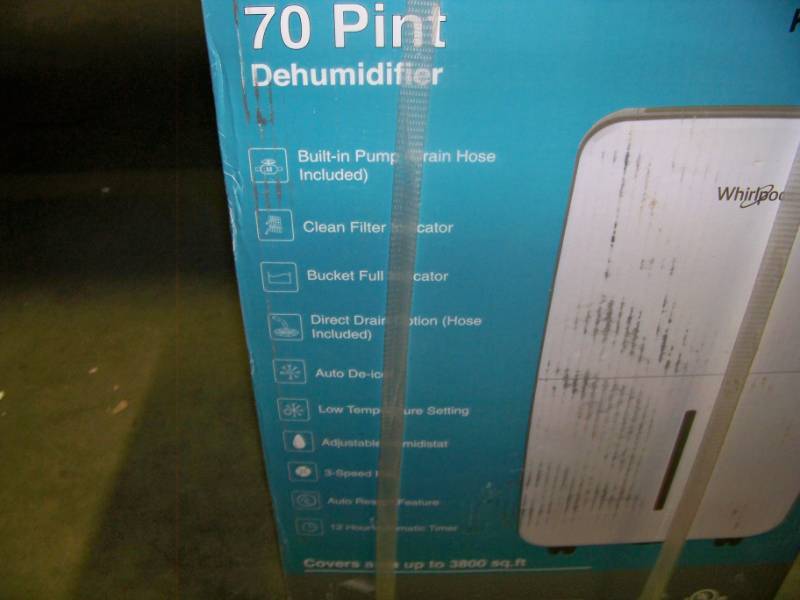lot 19 image: Whirlpool, Energy Star, 70-Pint Dehumidifier with Built-In Pump - NEW in Original, Sealed Box