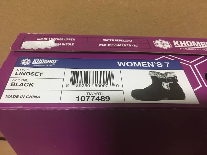 Khombu Womens Lindsey Memory Foam Boots Black Size 7 not used