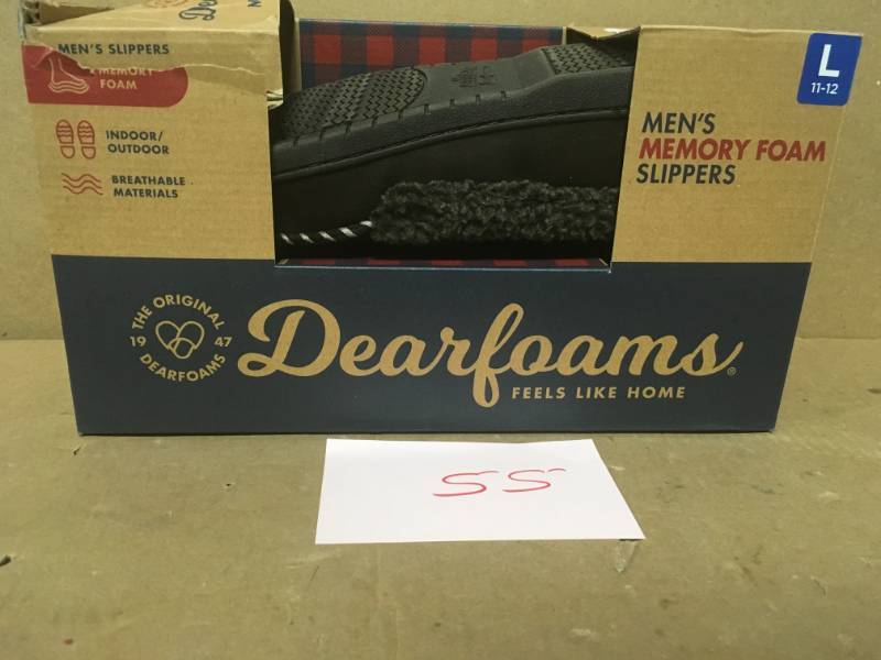 Mens Dearfoams Slippers Large 11 - 12 Coffee Suede Moccasin Memory Foam A8990 not used