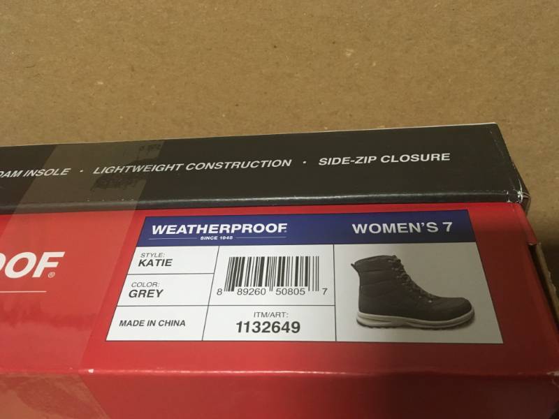 Weatherproof Womens Katie Lightweight Winter Sneaker Boot SZ 7 not used