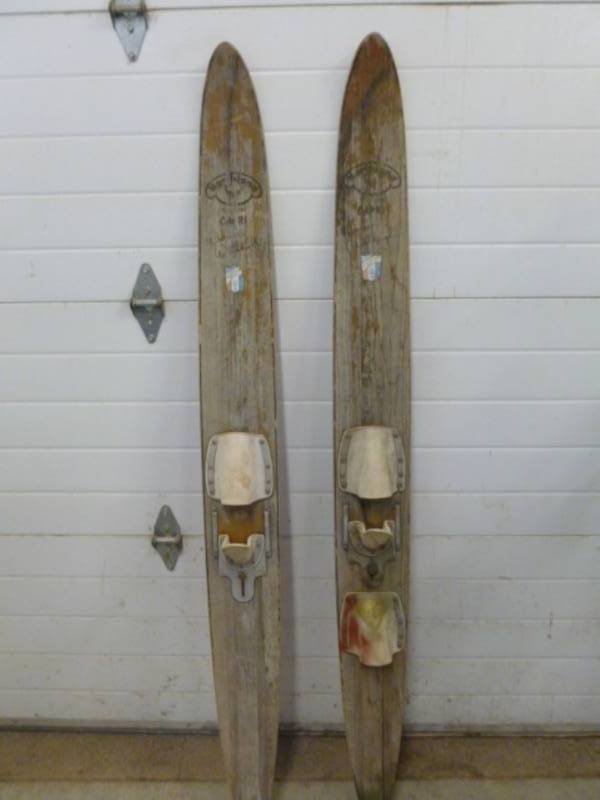 lot 229 image: Vintage Wooden Skis