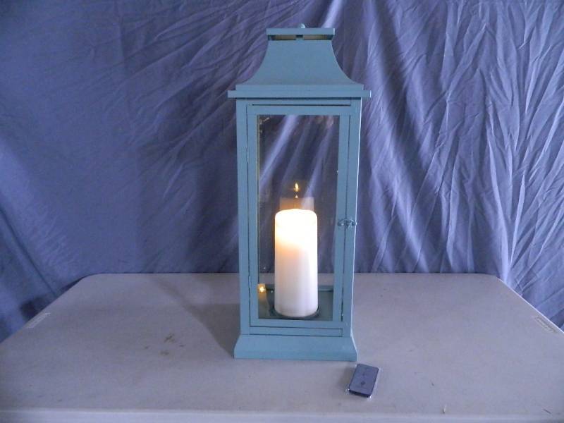 lot 19 image: Large Genuine Luminara Lantern with Luminara Flamless Candle