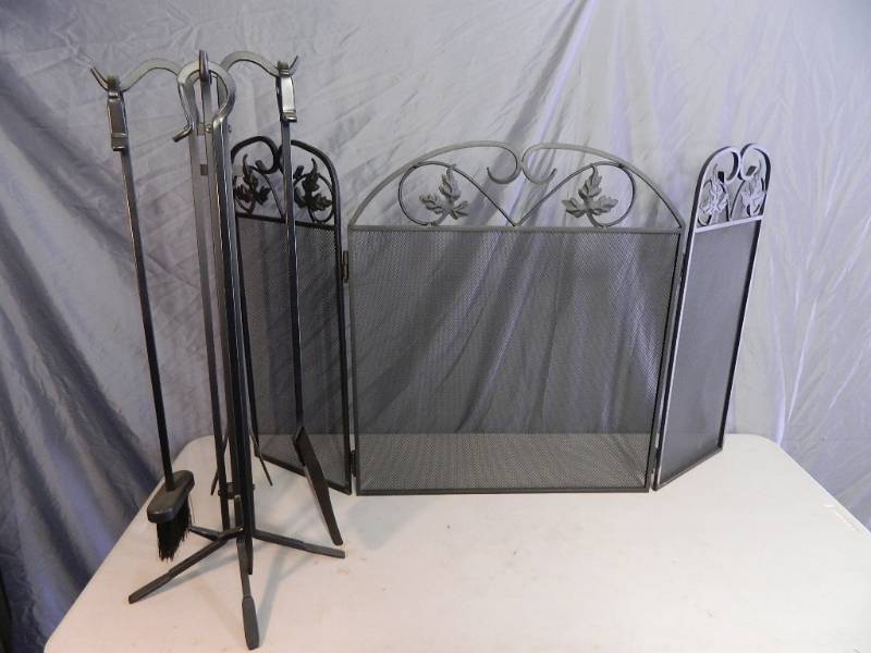 lot 144 image: New Fireplace Screen and New Tool Set