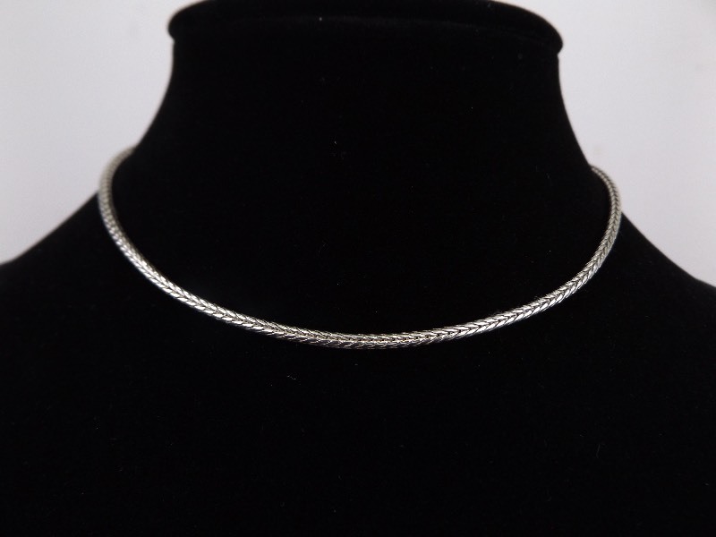 lot 41 image: .925 Sterling Silver&nbspThick Rope Choker Necklace