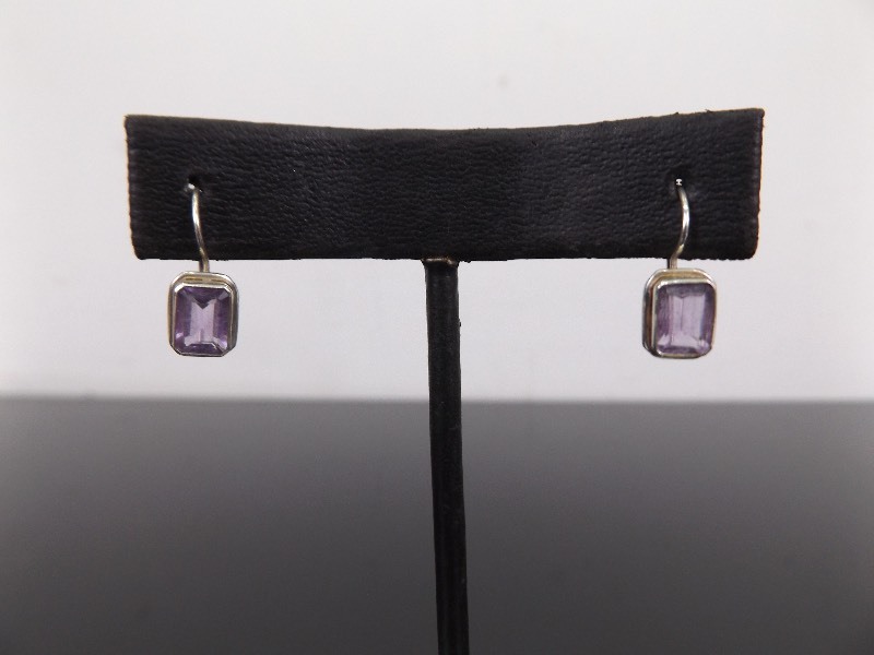 lot 46 image: .925 Sterling Silver Faceted Amethyst Earrings