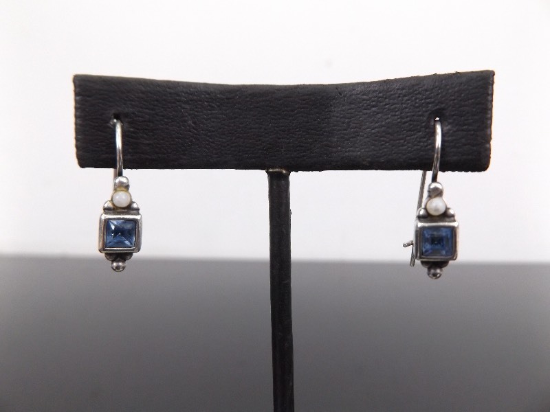 lot 48 image: .925 Sterling Silver Faceted Topaz Earrings