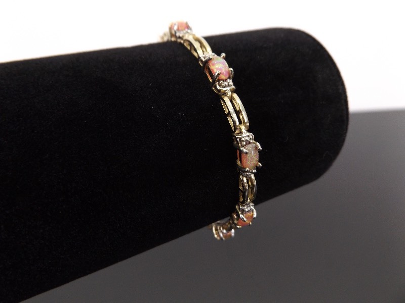 lot 55 image: .925 Sterling Silver Fire Opal Vermeil Tennis Bracelet
