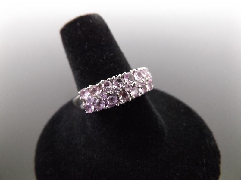 lot 70 image: .925 Sterling Silver Pink Spinal Crystal Ring Size 8.5