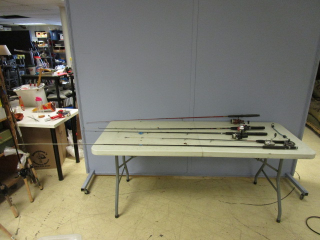 lot 526 image: FOUR FISHING POLES AND ONE FLY FISHING ROD