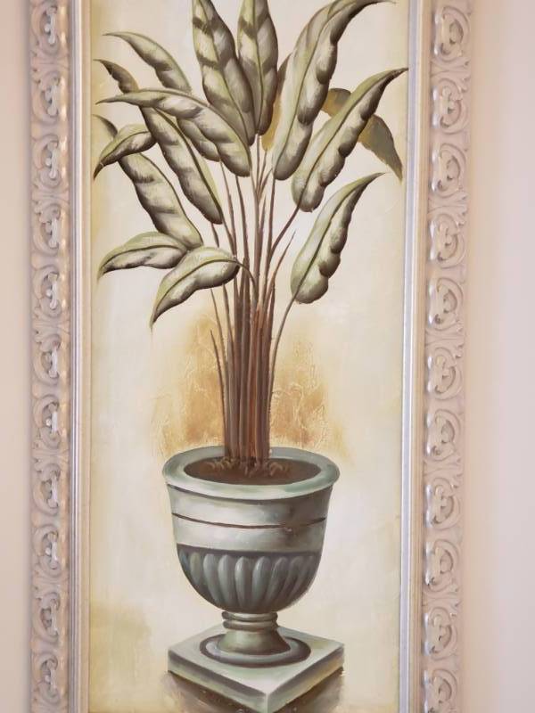 lot 18 image: (2) Themed Pieces of Art Work on Canvas in Matching Frames