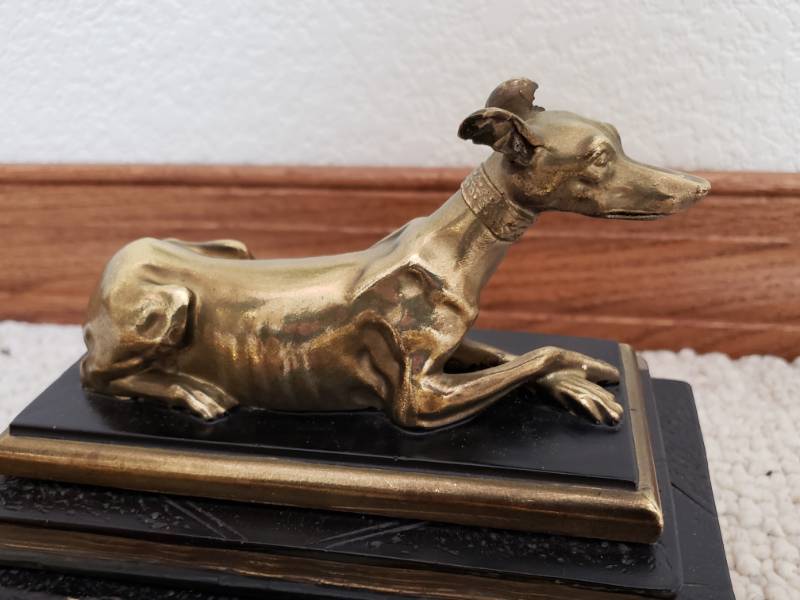 lot 97 image: Lions Club Trophies  Paper Weights, Deco Dog Bookend