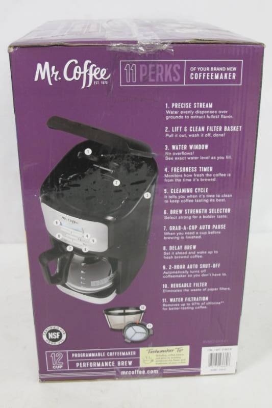 lot 48 image: Mr.Coffee BVMC-DVX41 12 Cup Programmable Coffeemaker BlackSilver - NEW